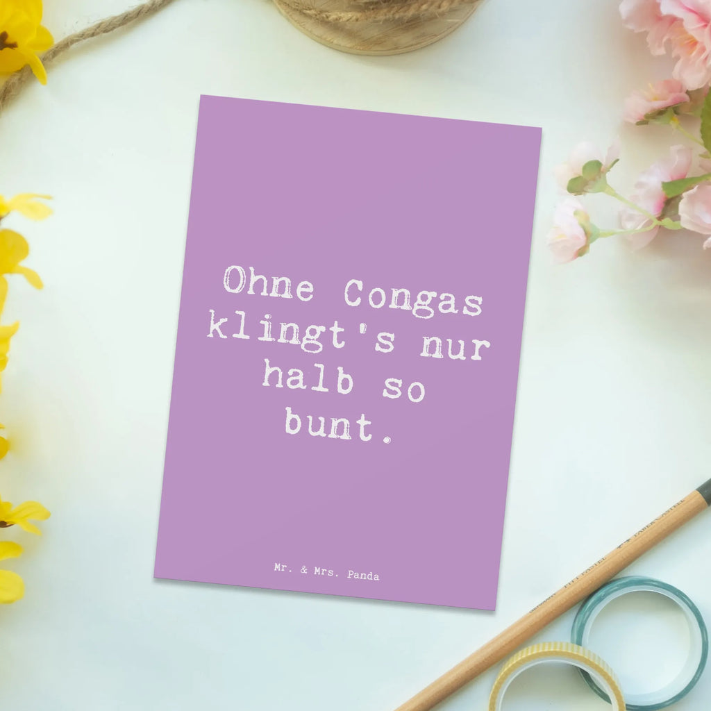 Postkarte Ohne Congas klingt's nur halb so bunt. Postkarte, Karte, Geschenkkarte, Grußkarte, Einladung, Ansichtskarte, Geburtstagskarte, Einladungskarte, Dankeskarte, Ansichtskarten, Einladung Geburtstag, Einladungskarten Geburtstag, Instrumente, Geschenke Musiker, Musikliebhaber