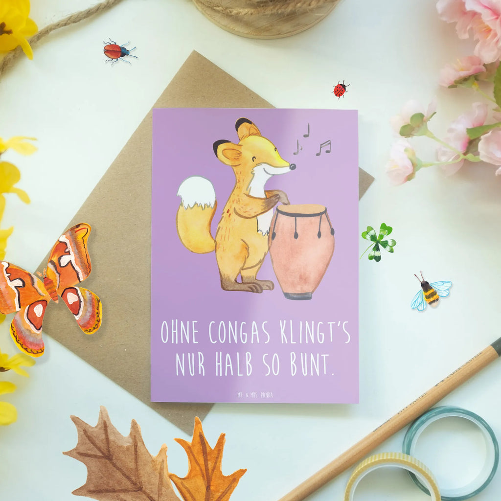 Greetings card Ohne Congas klingt's nur halb so bunt. Geburtstagskarte, Glückwunschkarte, Grußkarte, Einladungskarte, Ansichtskarten, Klappkarte, Hochzeitskarte, Karte, Instrumente, Geschenke Musiker, Musikliebhaber