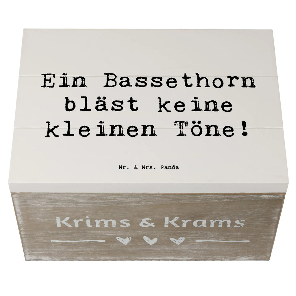 Holzkiste Spruch Ein Bassethorn bläst keine kleinen Töne! Truhe, XXL, Aufbewahrungsbox, Geschenkbox, Schatzkiste, Schatulle, Dekokiste, Holzkiste, Erinnerungsbox, Erinnerungskiste, Geschenkdose, Kiste, Instrumente, Geschenke Musiker, Musikliebhaber