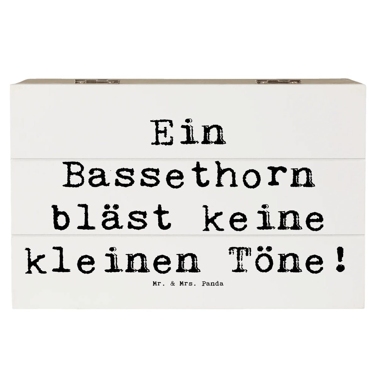 Wooden chest Saying Ein Bassethorn bläst keine kleinen Töne! Instruments, gifts for musicians, music enthusiasts