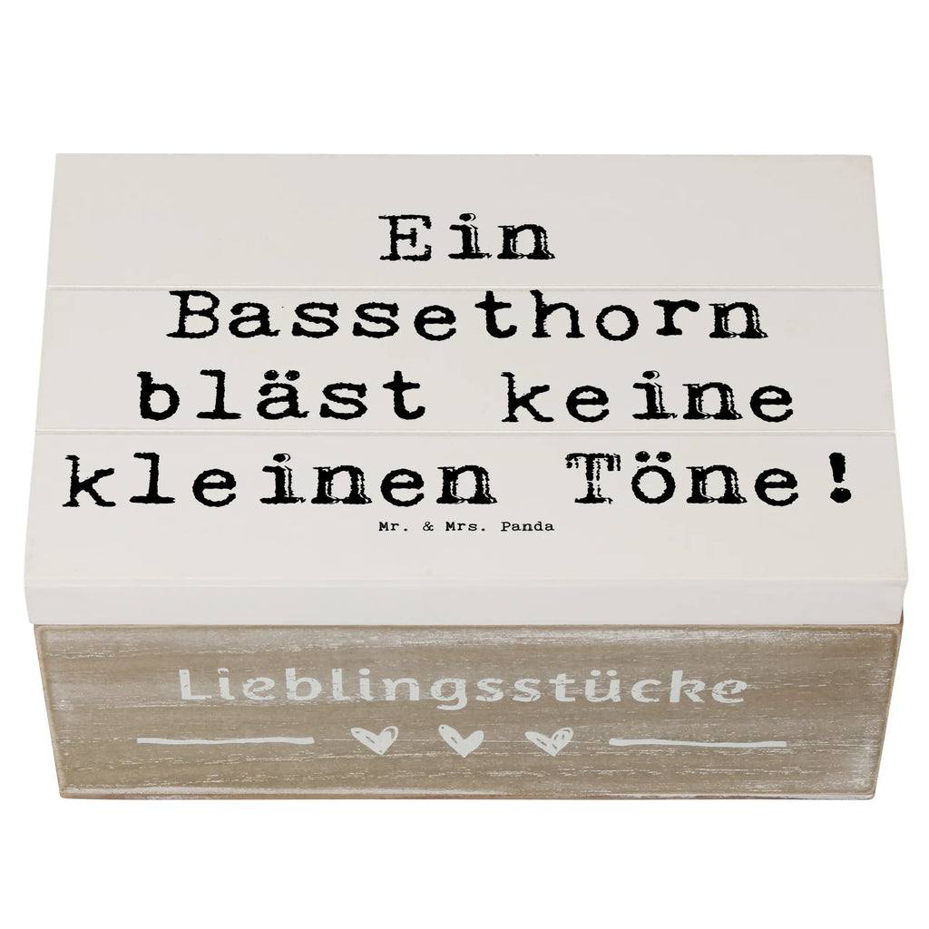 Holzkiste Spruch Ein Bassethorn bläst keine kleinen Töne! Truhe, XXL, Aufbewahrungsbox, Geschenkbox, Schatzkiste, Schatulle, Dekokiste, Holzkiste, Erinnerungsbox, Erinnerungskiste, Geschenkdose, Kiste, Instrumente, Geschenke Musiker, Musikliebhaber