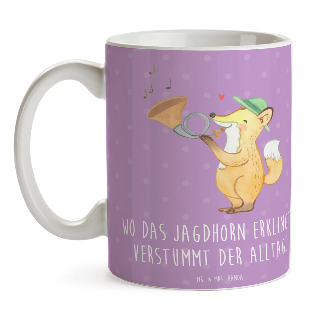 Mug Wo das Jagdhorn erklingt, verstummt der Alltag. Kaffeetasse, Porzellantasse, Tasse mit Zitaten, Tasse mit Motiven, Bürotasse, Teetasse, Tasse, Keramiktasse, Geschenktasse, Instrumente, Geschenke Musiker, Musikliebhaber
