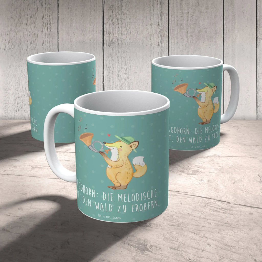Tasse Jagdhorn Magie Tasse, Keramiktasse, Geschenktasse, Tasse mit Zitaten, Porzellantasse, Bürotasse, Kaffeetasse, Tasse mit Motiven, Teetasse, Instrumente, Geschenke Musiker, Musikliebhaber