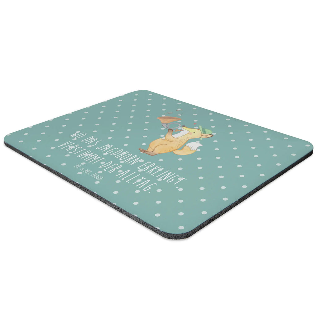 Mouse mat Wo das Jagdhorn erklingt, verstummt der Alltag. Büroausstattung, Mousepad, Mausunterlage, Computer zubehör, PC Zubehör, Mauspad, Mauspad Büro, Designer Mauspad, Arbeitszimmer, Einzigartiges Mauspad, Instrumente, Geschenke Musiker, Musikliebhaber