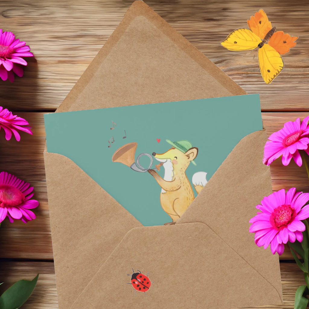 Deluxe Card Jagdhorn: Die melodische Art, den Wald zu erobern. Einladungskarte, Klappkarte, Geburtstagskarte, Hochwertige Klappkarte, Glückwunschkarte, Hochzeitskarte, Karte, Grußkarte, Hochwertige Grußkarte, Instrumente, Geschenke Musiker, Musikliebhaber