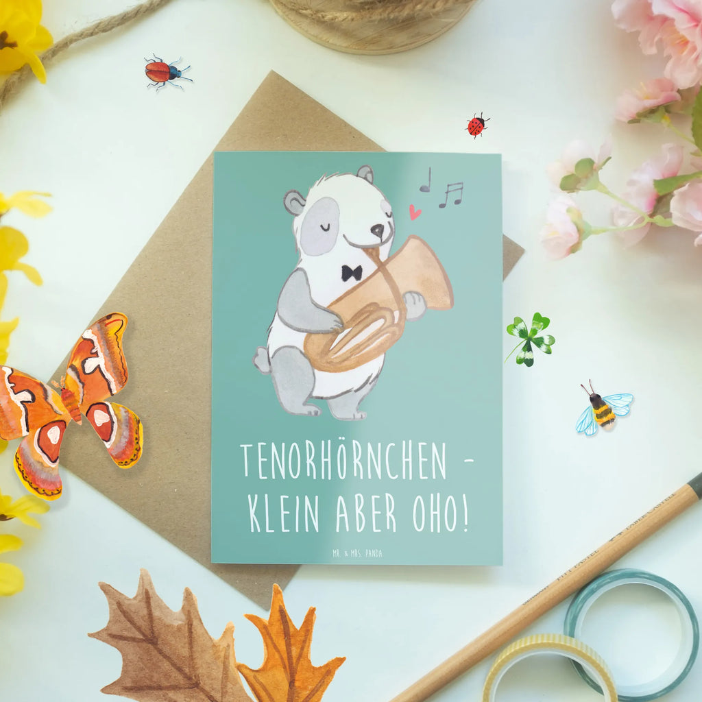 Greetings card Tenorhörnchen - klein aber oho! Karte, Grußkarte, Ansichtskarten, Glückwunschkarte, Einladungskarte, Klappkarte, Geburtstagskarte, Hochzeitskarte, Instrumente, Geschenke Musiker, Musikliebhaber