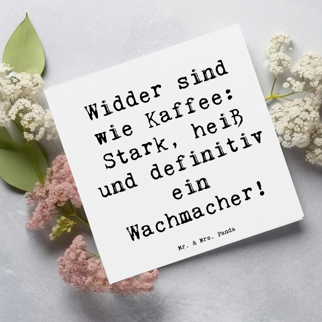 Deluxe Card Saying Widder sind wie Kaffee: Stark, heiß und definitiv ein Wachmacher! Klappkarte, Grußkarte, Karte, Hochzeitskarte, Einladungskarte, Glückwunschkarte, Hochwertige Klappkarte, Geburtstagskarte, Hochwertige Grußkarte, Tierkreiszeichen, Sternzeichen, Horoskop, Astrologie, Aszendent