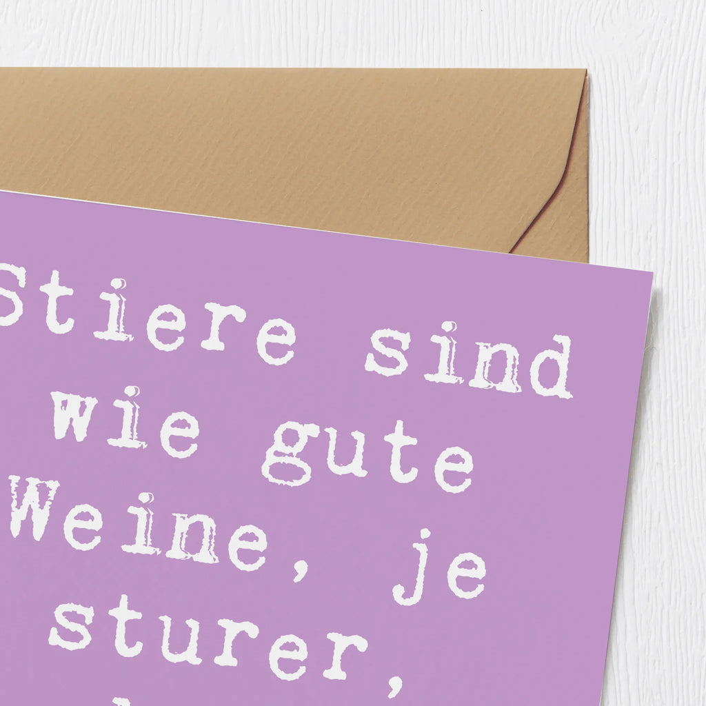 Deluxe Card Saying Stiere sind wie gute Weine, je sturer, desto wertvoller! Hochzeitskarte, Glückwunschkarte, Einladungskarte, Grußkarte, Geburtstagskarte, Klappkarte, Karte, Hochwertige Klappkarte, Hochwertige Grußkarte, Tierkreiszeichen, Sternzeichen, Horoskop, Astrologie, Aszendent