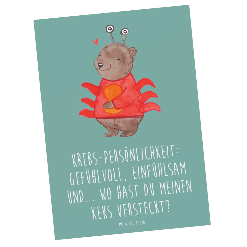Postcard Krebs-Persönlichkeit: Gefühlvoll, einfühlsam und... wo hast du meinen Keks versteckt? Postkarte, Grußkarte, Ansichtskarten, Einladungskarte, Dankeskarte, Einladungskarten Geburtstag, Einladung Geburtstag, Karte, Geburtstagskarte, Geschenkkarte, Ansichtskarte, Einladung, Tierkreiszeichen, Sternzeichen, Horoskop, Astrologie, Aszendent