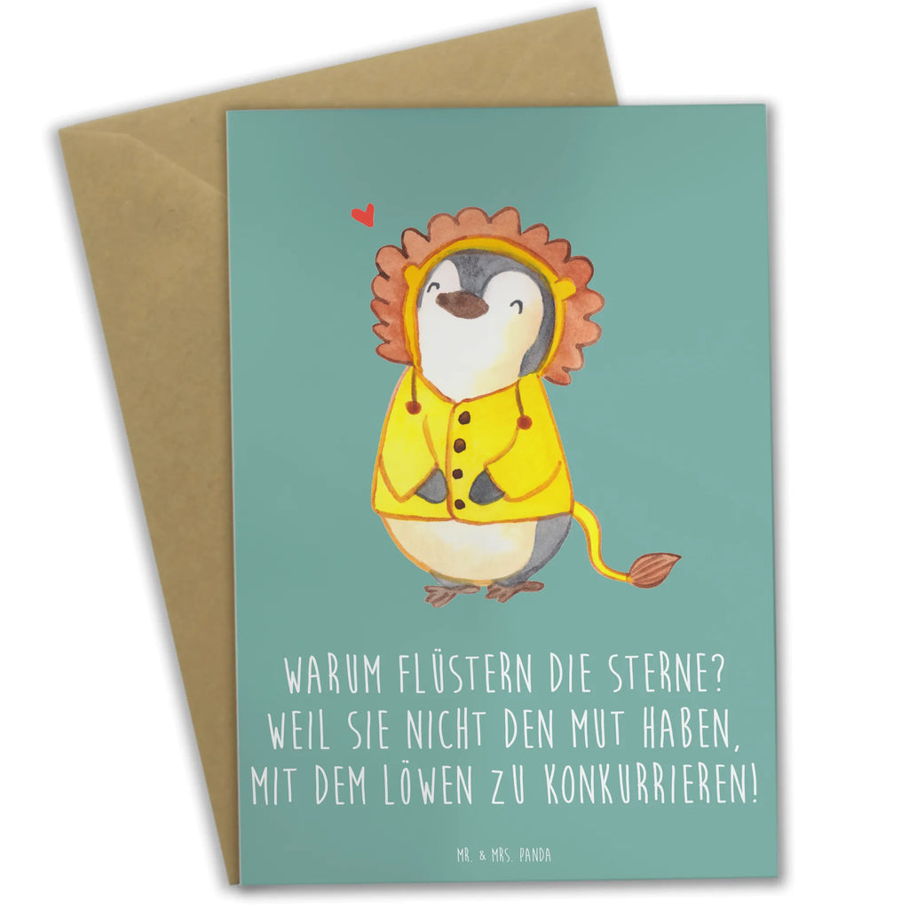 Greetings card Warum flüstern die Sterne? Weil sie nicht den Mut haben, mit dem Löwen zu konkurrieren! Geburtstagskarte, Grußkarte, Karte, Klappkarte, Hochzeitskarte, Glückwunschkarte, Einladungskarte, Ansichtskarten, Tierkreiszeichen, Sternzeichen, Horoskop, Astrologie, Aszendent