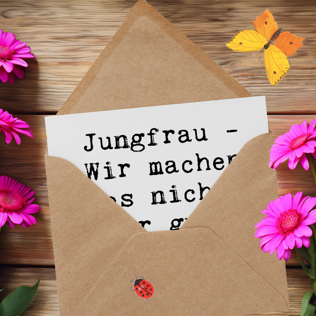 Deluxe Karte Spruch Jungfrau Perfektion Karte, Klappkarte, Geburtstagskarte, Glückwunschkarte, Hochwertige Grußkarte, Einladungskarte, Grußkarte, Hochzeitskarte, Hochwertige Klappkarte, Tierkreiszeichen, Sternzeichen, Horoskop, Astrologie, Aszendent