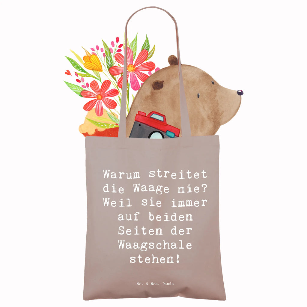 Tote bag Saying Warum streitet die Waage nie? Weil sie immer auf beiden Seiten der Waagschale stehen! Beuteltasche, Beutel, Einkaufstasche, Jutebeutel, Stoffbeutel, Tasche, Shopper, Umhängetasche, Strandtasche, Schultertasche, Stofftasche, Tragetasche, Badetasche, Jutetasche, Einkaufstüte, Laptoptasche, Tierkreiszeichen, Sternzeichen, Horoskop, Astrologie, Aszendent