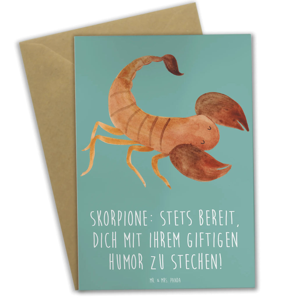 Greetings card Skorpione: Stets bereit, dich mit ihrem giftigen Humor zu stechen! Geburtstagskarte, Karte, Hochzeitskarte, Klappkarte, Grußkarte, Glückwunschkarte, Ansichtskarten, Einladungskarte, Tierkreiszeichen, Sternzeichen, Horoskop, Astrologie, Aszendent
