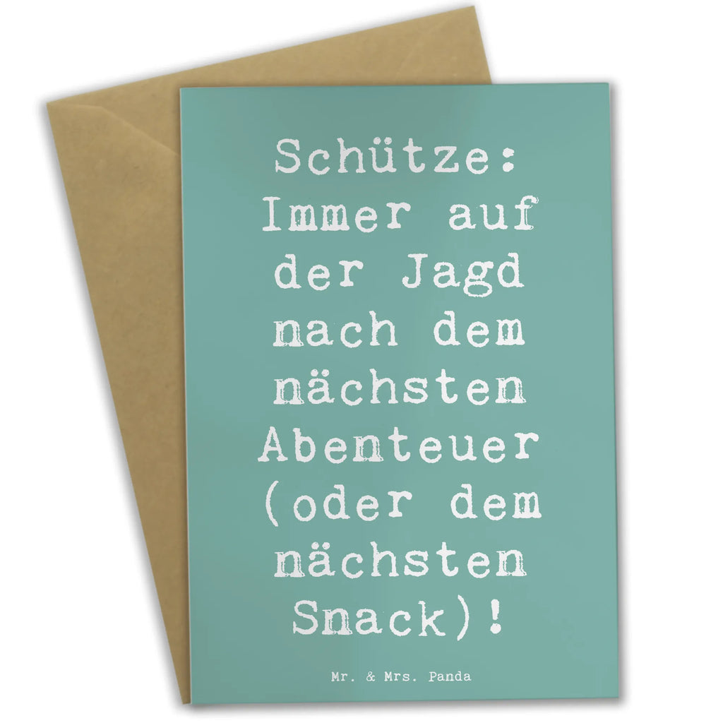 Greetings card Saying Schütze: Immer auf der Jagd nach dem nächsten Abenteuer (oder dem nächsten Snack)! Klappkarte, Hochzeitskarte, Ansichtskarten, Einladungskarte, Geburtstagskarte, Karte, Grußkarte, Glückwunschkarte, Tierkreiszeichen, Sternzeichen, Horoskop, Astrologie, Aszendent