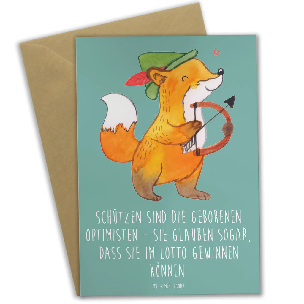 Grußkarte Schütze Optimist Karte, Ansichtskarten, Hochzeitskarte, Glückwunschkarte, Einladungskarte, Geburtstagskarte, Grußkarte, Klappkarte, Tierkreiszeichen, Sternzeichen, Horoskop, Astrologie, Aszendent