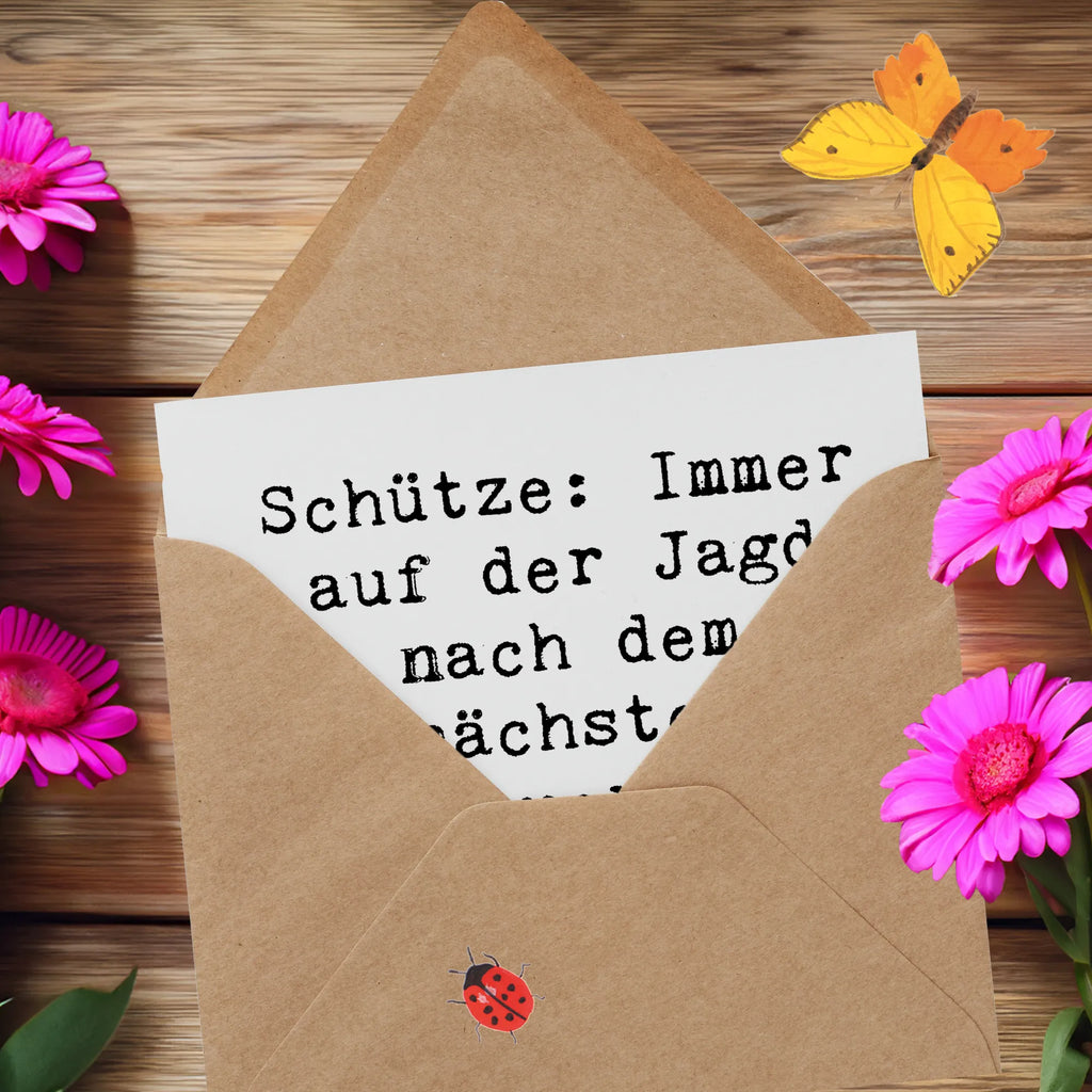 Deluxe Karte Spruch Abenteuer Schütze Geburtstagskarte, Glückwunschkarte, Karte, Einladungskarte, Hochzeitskarte, Hochwertige Klappkarte, Grußkarte, Hochwertige Grußkarte, Klappkarte, Tierkreiszeichen, Sternzeichen, Horoskop, Astrologie, Aszendent