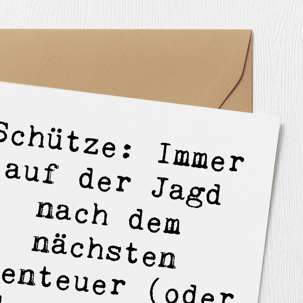 Deluxe Karte Spruch Abenteuer Schütze Geburtstagskarte, Glückwunschkarte, Karte, Einladungskarte, Hochzeitskarte, Hochwertige Klappkarte, Grußkarte, Hochwertige Grußkarte, Klappkarte, Tierkreiszeichen, Sternzeichen, Horoskop, Astrologie, Aszendent