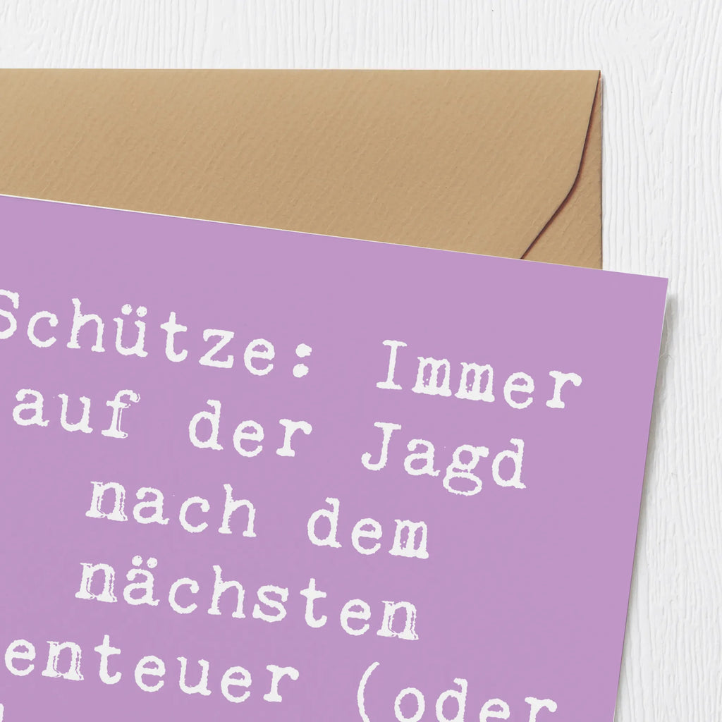Deluxe Karte Spruch Abenteuer Schütze Geburtstagskarte, Glückwunschkarte, Karte, Einladungskarte, Hochzeitskarte, Hochwertige Klappkarte, Grußkarte, Hochwertige Grußkarte, Klappkarte, Tierkreiszeichen, Sternzeichen, Horoskop, Astrologie, Aszendent