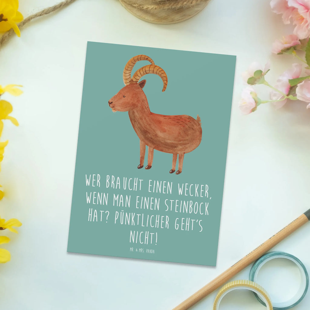 Postcard Wer braucht einen Wecker, wenn man einen Steinbock hat? Pünktlicher geht's nicht! Einladungskarte, Postkarte, Dankeskarte, Einladung, Geschenkkarte, Geburtstagskarte, Einladung Geburtstag, Einladungskarten Geburtstag, Grußkarte, Ansichtskarten, Ansichtskarte, Karte, Tierkreiszeichen, Sternzeichen, Horoskop, Astrologie, Aszendent