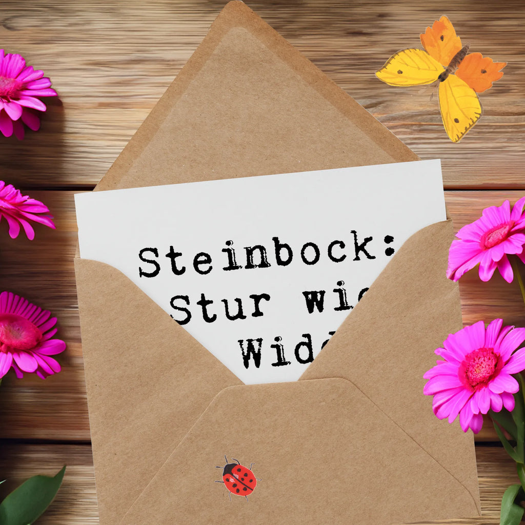Deluxe Card Saying Steinbock: Stur wie ein Widder, aber ohne die Hörner. Hochwertige Grußkarte, Hochzeitskarte, Karte, Klappkarte, Geburtstagskarte, Hochwertige Klappkarte, Glückwunschkarte, Einladungskarte, Grußkarte, Tierkreiszeichen, Sternzeichen, Horoskop, Astrologie, Aszendent
