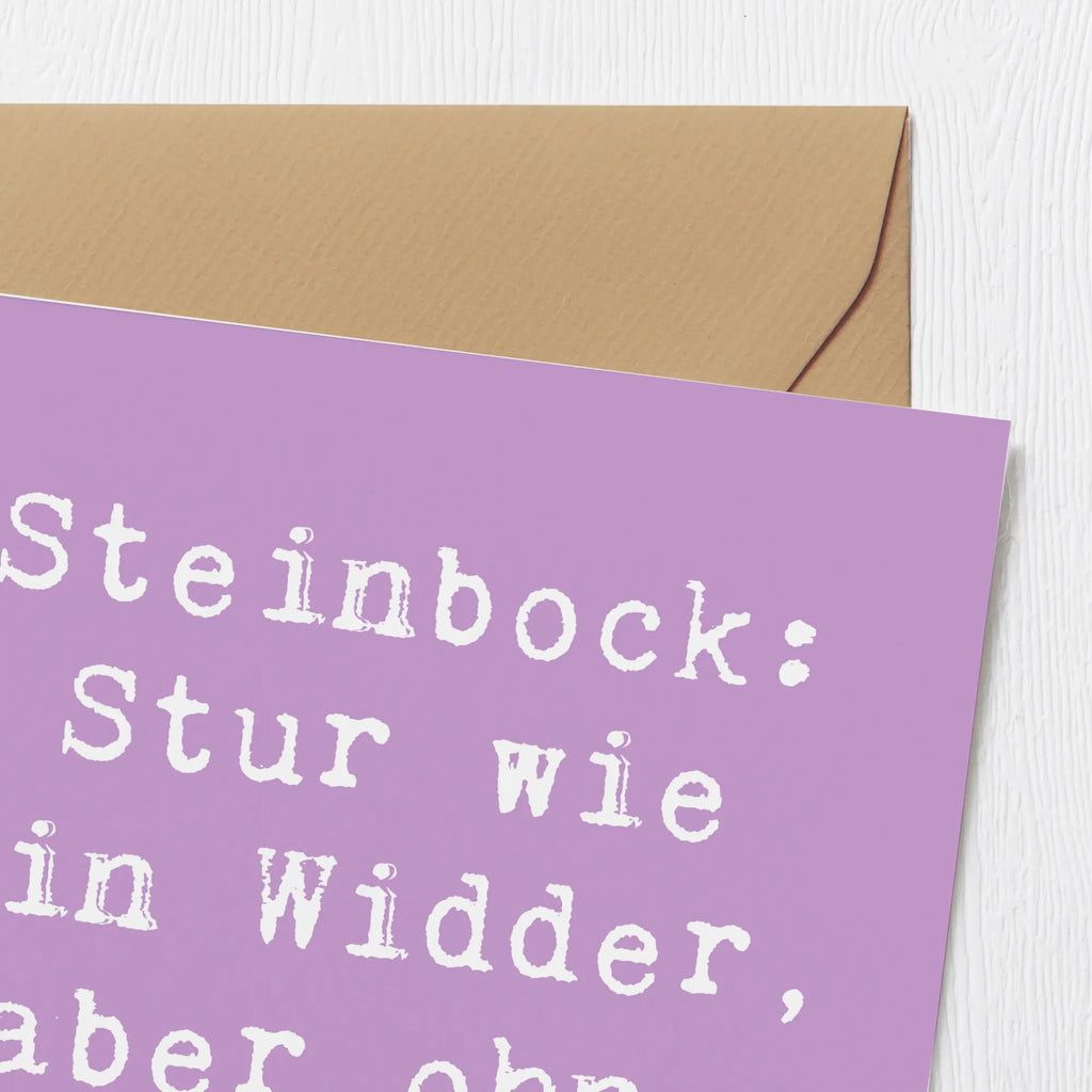 Deluxe Card Saying Steinbock: Stur wie ein Widder, aber ohne die Hörner. Hochwertige Grußkarte, Hochzeitskarte, Karte, Klappkarte, Geburtstagskarte, Hochwertige Klappkarte, Glückwunschkarte, Einladungskarte, Grußkarte, Tierkreiszeichen, Sternzeichen, Horoskop, Astrologie, Aszendent