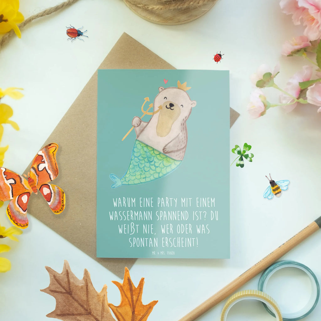 Grußkarte Wassermann Party Grußkarte, Ansichtskarten, Karte, Glückwunschkarte, Klappkarte, Geburtstagskarte, Hochzeitskarte, Einladungskarte, Tierkreiszeichen, Sternzeichen, Horoskop, Astrologie, Aszendent