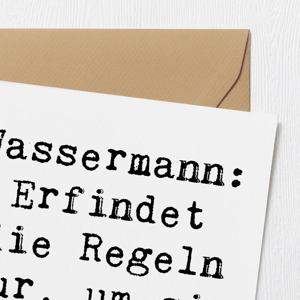 Deluxe Card Saying Wassermann: Erfindet die Regeln nur, um sie zu brechen. Hochzeitskarte, Einladungskarte, Klappkarte, Hochwertige Grußkarte, Glückwunschkarte, Grußkarte, Hochwertige Klappkarte, Karte, Geburtstagskarte, Tierkreiszeichen, Sternzeichen, Horoskop, Astrologie, Aszendent