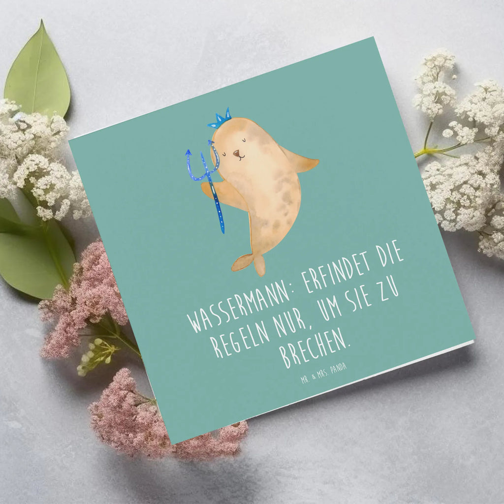 Deluxe Card Wassermann: Erfindet die Regeln nur, um sie zu brechen. Geburtstagskarte, Grußkarte, Hochzeitskarte, Klappkarte, Einladungskarte, Glückwunschkarte, Karte, Hochwertige Grußkarte, Hochwertige Klappkarte, Tierkreiszeichen, Sternzeichen, Horoskop, Astrologie, Aszendent