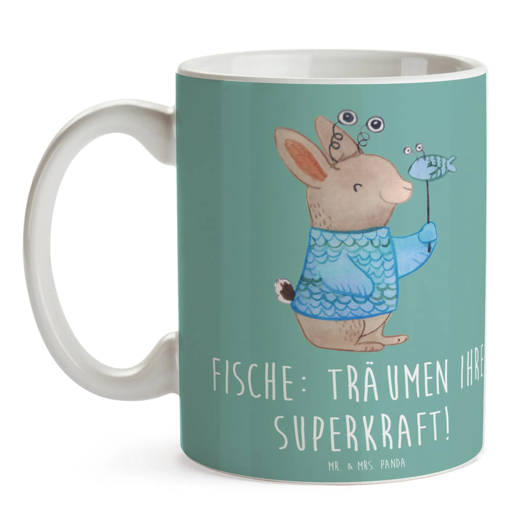 Mug Fische: Träumen ihre Superkraft! Tasse mit Motiven, Tasse, Geschenktasse, Tasse mit Zitaten, Keramiktasse, Teetasse, Porzellantasse, Kaffeetasse, Bürotasse, Tierkreiszeichen, Sternzeichen, Horoskop, Astrologie, Aszendent