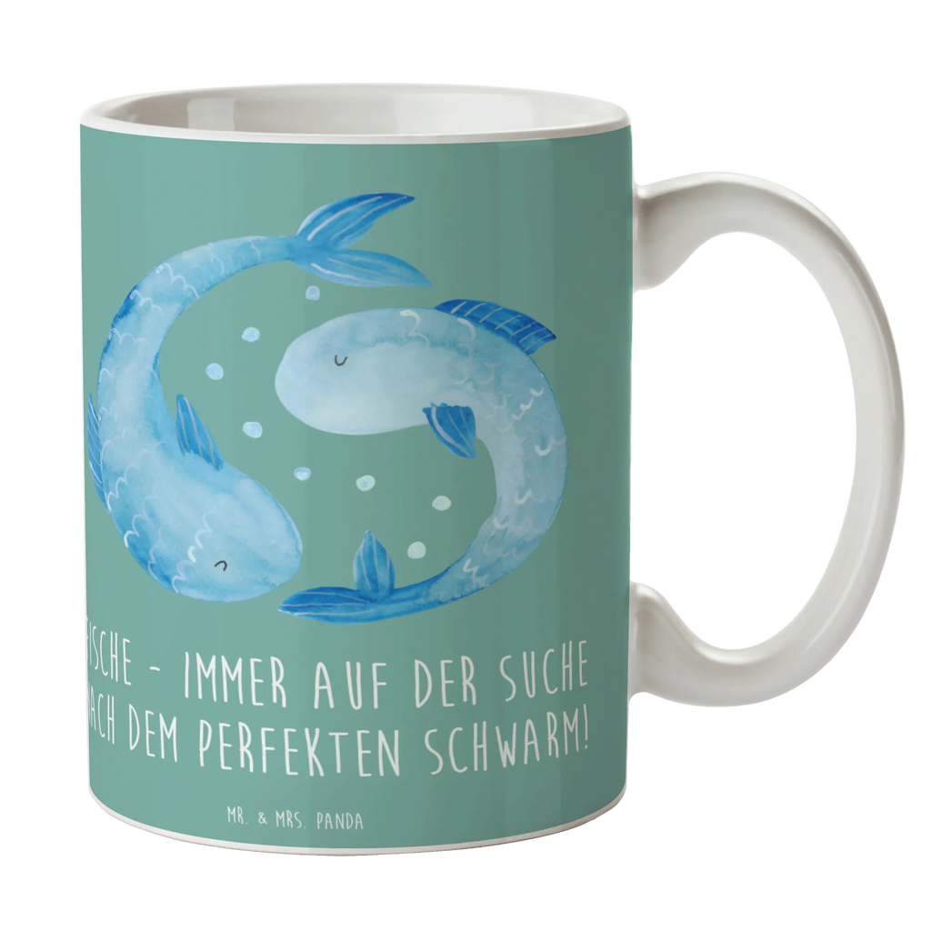 Mug Fische - immer auf der Suche nach dem perfekten Schwarm! Teetasse, Porzellantasse, Kaffeetasse, Tasse mit Zitaten, Keramiktasse, Bürotasse, Tasse, Tasse mit Motiven, Geschenktasse, Tierkreiszeichen, Sternzeichen, Horoskop, Astrologie, Aszendent