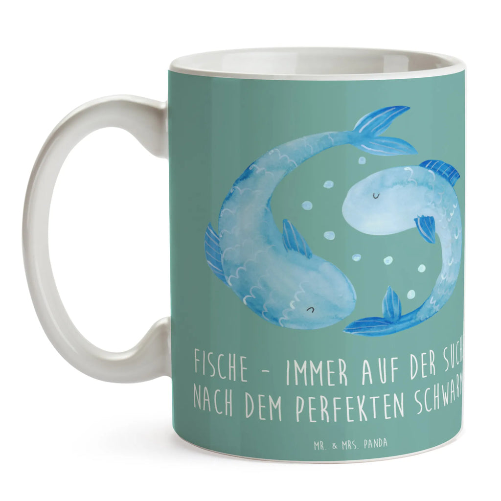 Mug Fische - immer auf der Suche nach dem perfekten Schwarm! Teetasse, Porzellantasse, Kaffeetasse, Tasse mit Zitaten, Keramiktasse, Bürotasse, Tasse, Tasse mit Motiven, Geschenktasse, Tierkreiszeichen, Sternzeichen, Horoskop, Astrologie, Aszendent