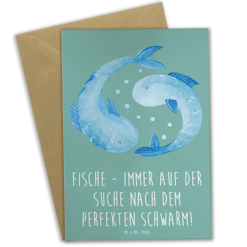 Grußkarte Fische Schwarm Glückwunschkarte, Einladungskarte, Karte, Ansichtskarten, Grußkarte, Hochzeitskarte, Geburtstagskarte, Klappkarte, Tierkreiszeichen, Sternzeichen, Horoskop, Astrologie, Aszendent