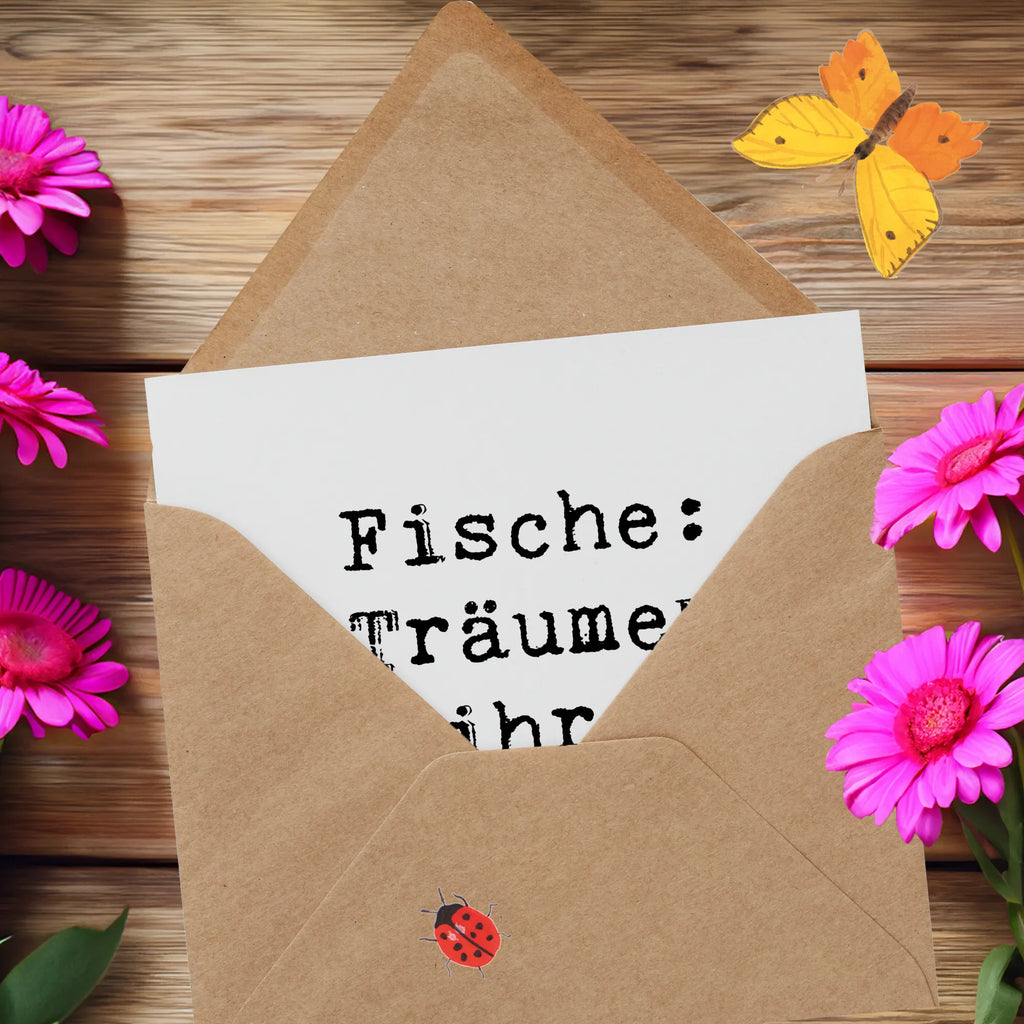 Deluxe Card Saying Fische: Träumen ihre Superkraft! Glückwunschkarte, Geburtstagskarte, Hochzeitskarte, Klappkarte, Einladungskarte, Hochwertige Grußkarte, Karte, Hochwertige Klappkarte, Grußkarte, Tierkreiszeichen, Sternzeichen, Horoskop, Astrologie, Aszendent
