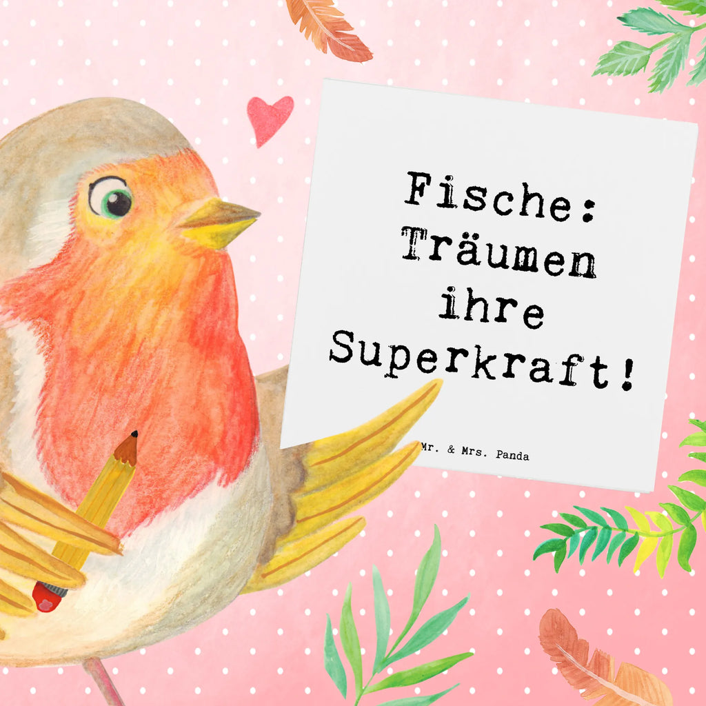 Deluxe Card Saying Fische: Träumen ihre Superkraft! Glückwunschkarte, Geburtstagskarte, Hochzeitskarte, Klappkarte, Einladungskarte, Hochwertige Grußkarte, Karte, Hochwertige Klappkarte, Grußkarte, Tierkreiszeichen, Sternzeichen, Horoskop, Astrologie, Aszendent