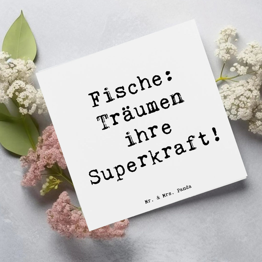 Deluxe Card Saying Fische: Träumen ihre Superkraft! Glückwunschkarte, Geburtstagskarte, Hochzeitskarte, Klappkarte, Einladungskarte, Hochwertige Grußkarte, Karte, Hochwertige Klappkarte, Grußkarte, Tierkreiszeichen, Sternzeichen, Horoskop, Astrologie, Aszendent