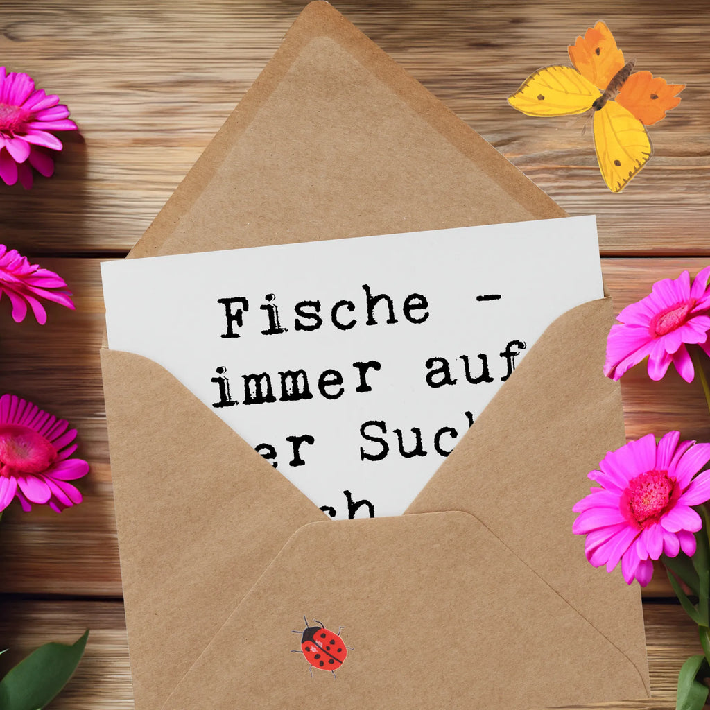 Deluxe Karte Spruch Fische Schwarm Karte, Geburtstagskarte, Hochzeitskarte, Glückwunschkarte, Hochwertige Grußkarte, Grußkarte, Einladungskarte, Klappkarte, Hochwertige Klappkarte, Tierkreiszeichen, Sternzeichen, Horoskop, Astrologie, Aszendent