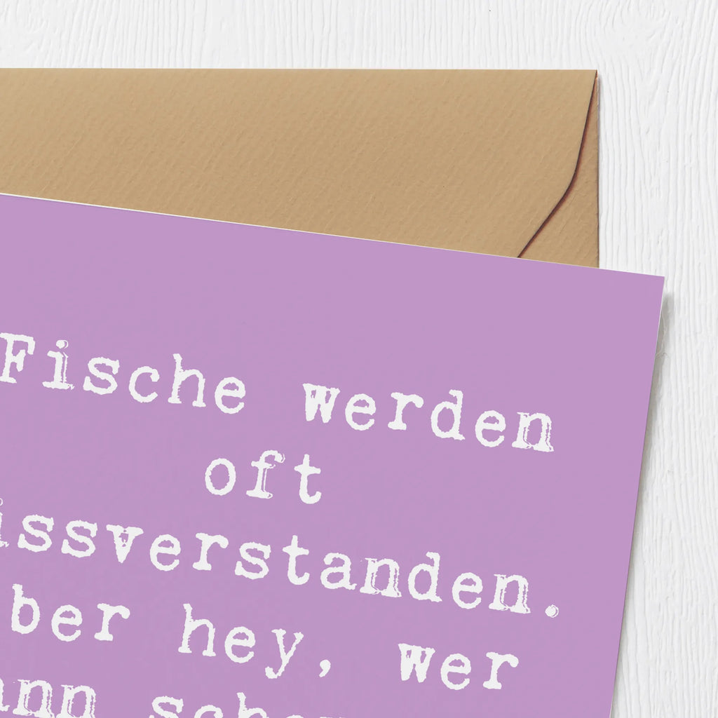 Deluxe Karte Spruch Fische Geheimnisse Hochwertige Klappkarte, Glückwunschkarte, Geburtstagskarte, Karte, Grußkarte, Einladungskarte, Hochzeitskarte, Hochwertige Grußkarte, Klappkarte, Tierkreiszeichen, Sternzeichen, Horoskop, Astrologie, Aszendent