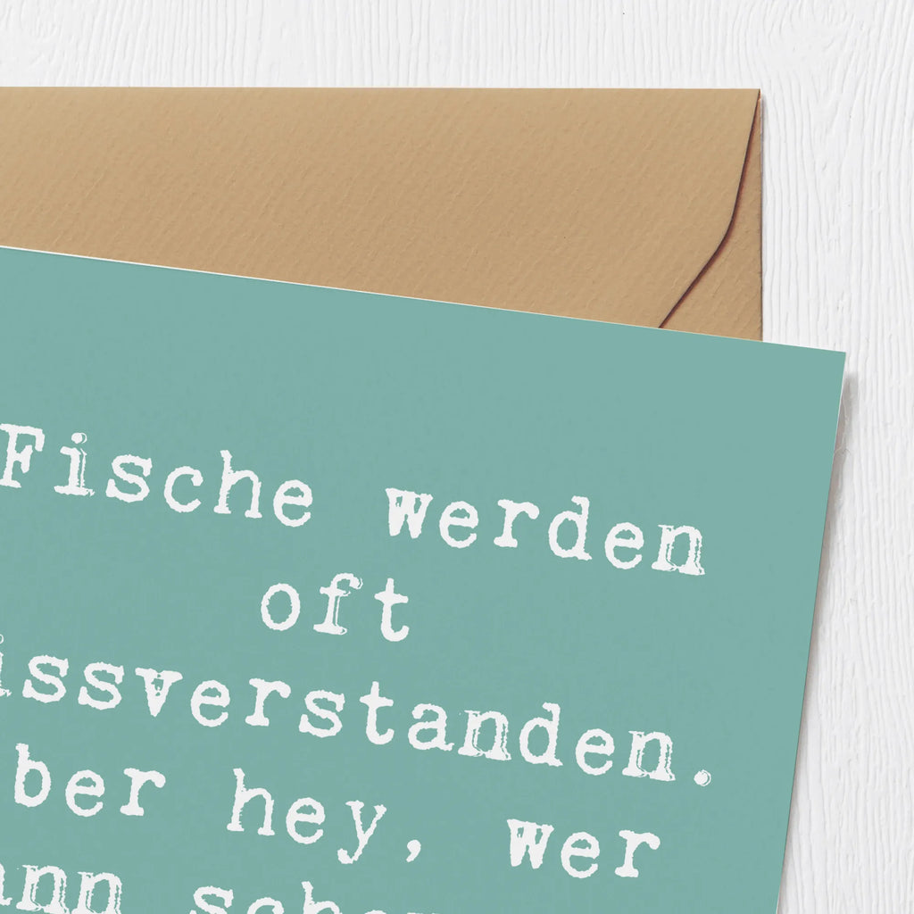 Deluxe Karte Spruch Fische Geheimnisse Hochwertige Klappkarte, Glückwunschkarte, Geburtstagskarte, Karte, Grußkarte, Einladungskarte, Hochzeitskarte, Hochwertige Grußkarte, Klappkarte, Tierkreiszeichen, Sternzeichen, Horoskop, Astrologie, Aszendent