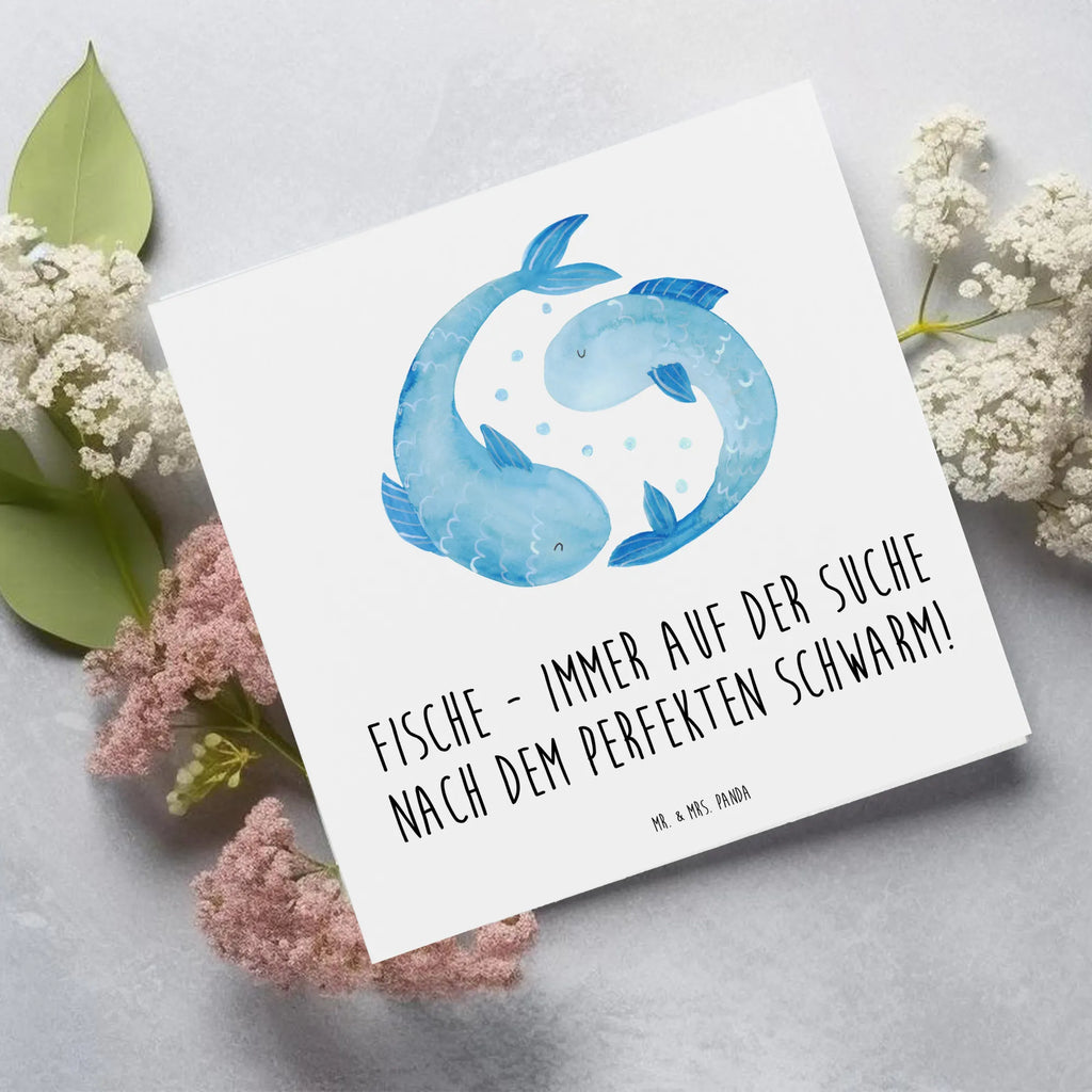 Deluxe Karte Fische Schwarm Hochzeitskarte, Einladungskarte, Geburtstagskarte, Karte, Klappkarte, Glückwunschkarte, Hochwertige Grußkarte, Grußkarte, Hochwertige Klappkarte, Tierkreiszeichen, Sternzeichen, Horoskop, Astrologie, Aszendent