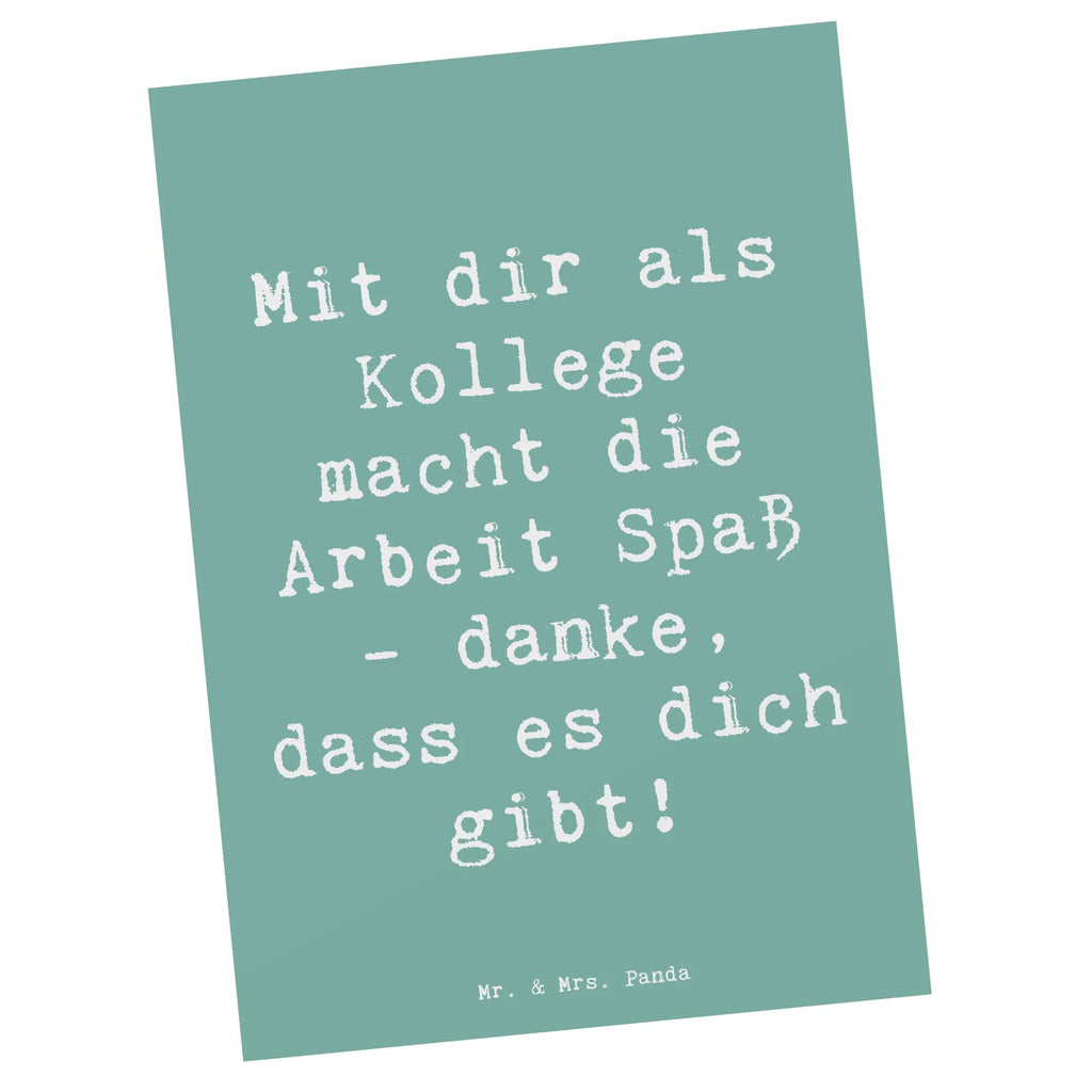 Postcard Saying Mit dir als Kollege macht die Arbeit Spaß - danke, dass es dich gibt! kunstkarte, Ansichtskarte, bildkarte, Designkarte, einzelkarte, Postkarte, Grußkarte, Postkarten, spruchkarte, Fotokarte, Motivkarte, Ansichtskarten, Kunstkarten, Lächeln, freude, wohnaccessoires, sprüche, shopify, motivation, Einzigartig, inspiration, zitate, Dekoration, sprüche sammlung, nachhaltige geschenke, geschenkideen, Kreativ, mr and mrs panda, alltag verschönern, glück, wanddeko, lebensweisheiten, liebe, spruch kollektion, schöne sprüche