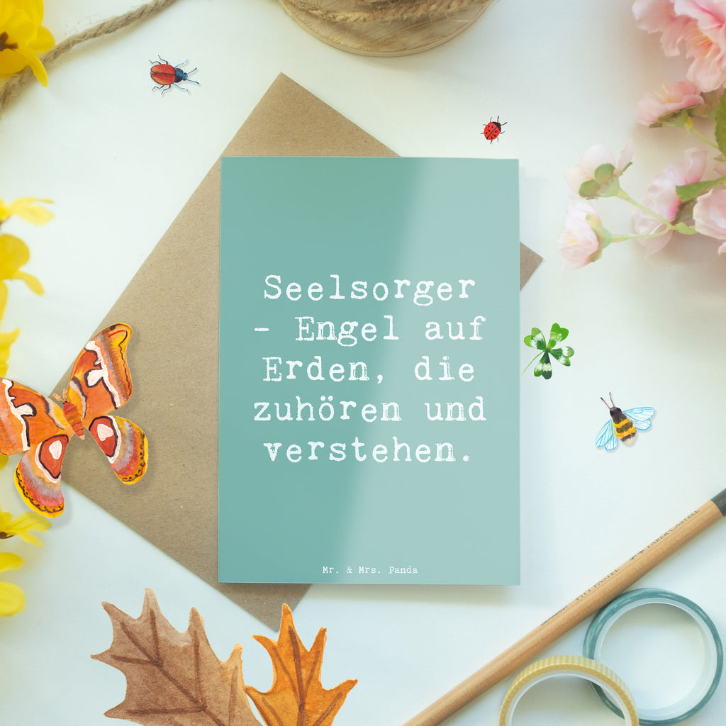 Greetings card Saying Seelsorger - Engel auf Erden, die zuhören und verstehen. Einladungskarte, Grußkarte, Ansichtskarten, Glückwunschkarte, Karte, Geburtstagskarte, Hochzeitskarte, Klappkarte