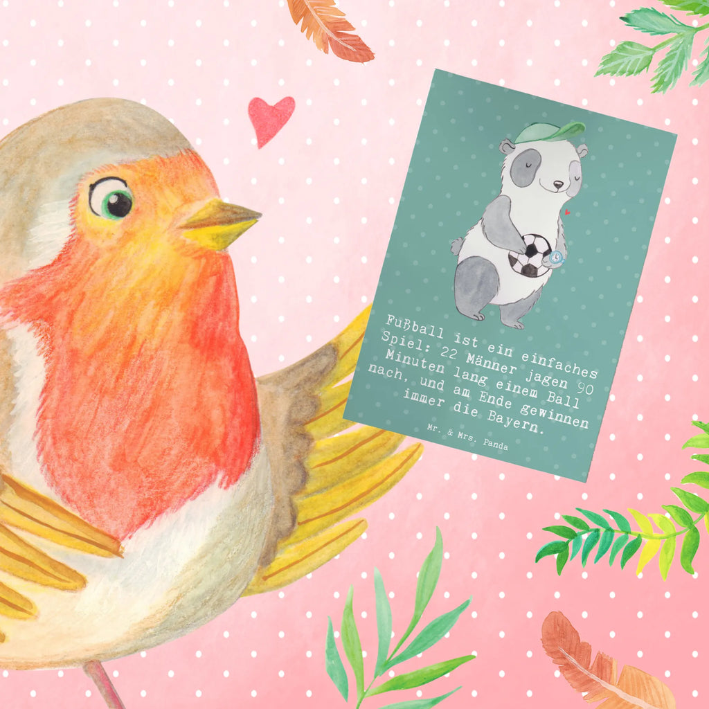 Greetings card Fußball ist ein einfaches Spiel: 22 Männer jagen 90 Minuten lang einem Ball nach, und am Ende gewinnen immer die Bayern. Grußkarte, Hochzeitskarte, Klappkarte, Glückwunschkarte, Ansichtskarten, Geburtstagskarte, Karte, Einladungskarte, Geschenk, Sport, Sportart, Hobby, Schenken, Danke, Dankeschön, Auszeichnung, Gewinn, Sportler