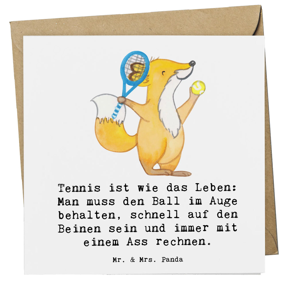 Deluxe Card Tennis ist wie das Leben: Man muss den Ball im Auge behalten, schnell auf den Beinen sein und immer mit einem Ass rechnen. Glückwunschkarte, Hochzeitskarte, Klappkarte, Einladungskarte, Hochwertige Grußkarte, Grußkarte, Hochwertige Klappkarte, Karte, Geburtstagskarte, Geschenk, Sport, Sportart, Hobby, Schenken, Danke, Dankeschön, Auszeichnung, Gewinn, Sportler