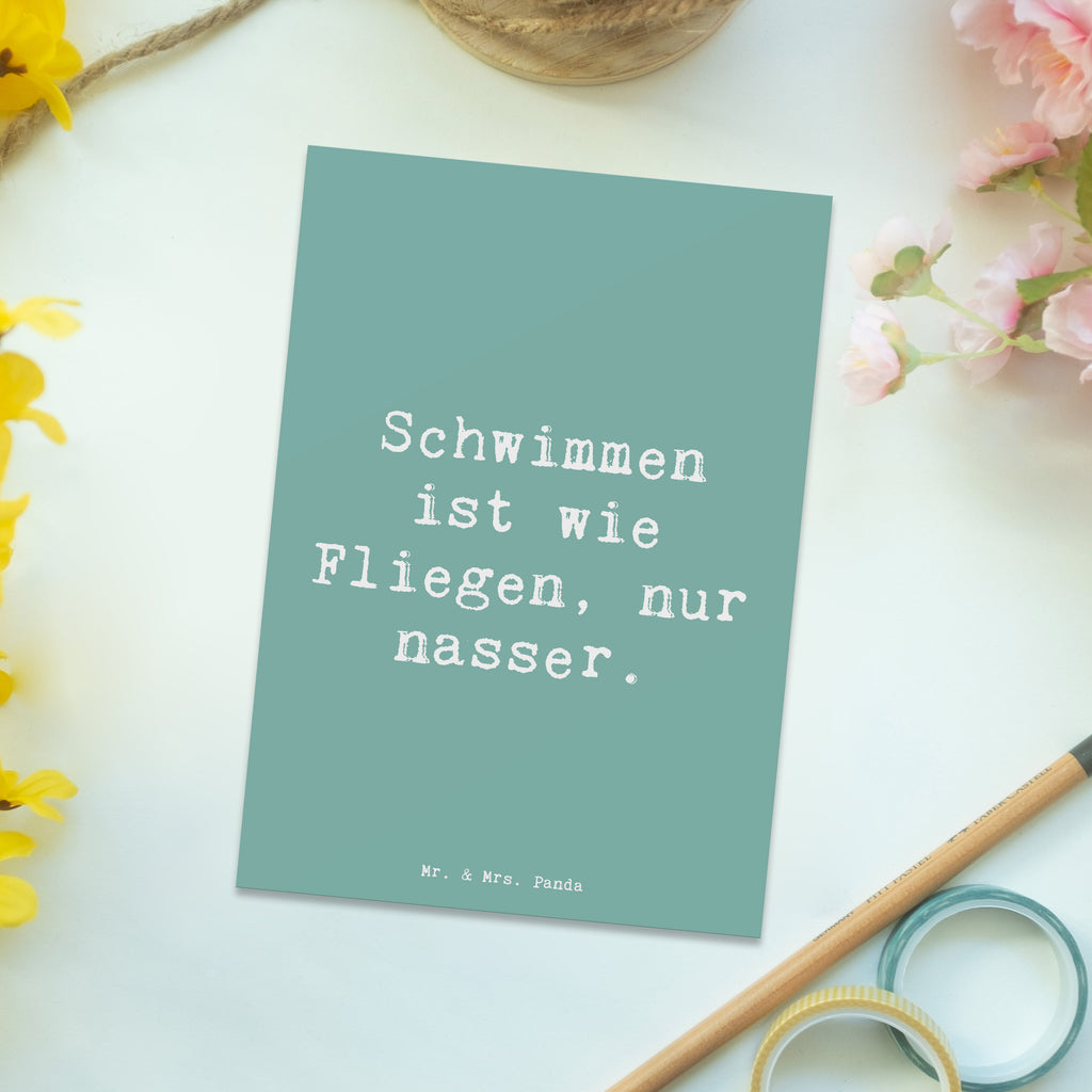 Postkarte Spruch Schwimmen wie Fliegen Einladung, Karte, Einladungskarte, Postkarte, Ansichtskarten, Geburtstagskarte, Einladungskarten Geburtstag, Dankeskarte, Grußkarte, Geschenkkarte, Ansichtskarte, Einladung Geburtstag, Geschenk, Sport, Sportart, Hobby, Schenken, Danke, Dankeschön, Auszeichnung, Gewinn, Sportler