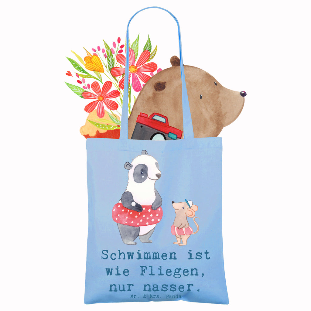 Tote bag Schwimmen ist wie Fliegen, nur nasser. Strandtasche, Shopper, Stoffbeutel, Schultertasche, Beutel, Umhängetasche, Jutetasche, Einkaufstüte, Beuteltasche, Laptoptasche, Badetasche, Einkaufstasche, Tragetasche, Jutebeutel, Stofftasche, Tasche, Geschenk, Sport, Sportart, Hobby, Schenken, Danke, Dankeschön, Auszeichnung, Gewinn, Sportler
