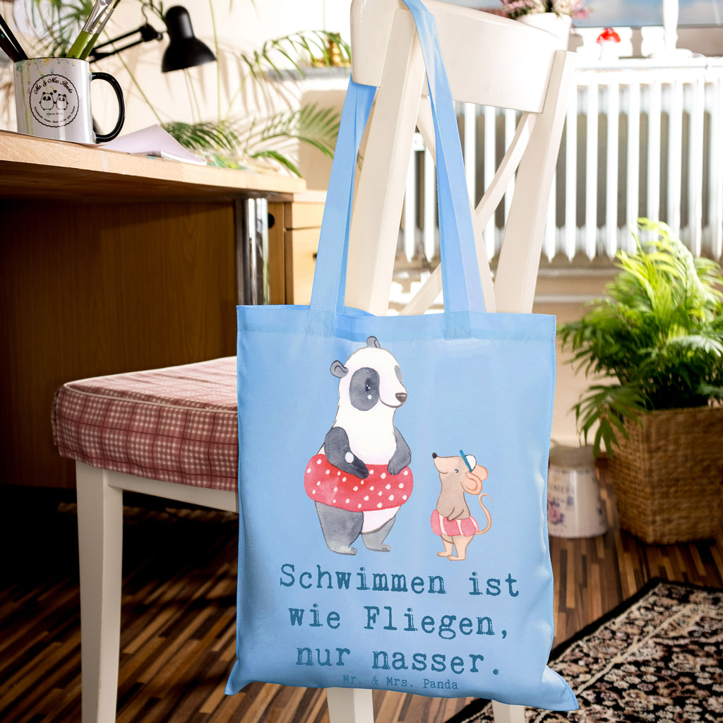 Tote bag Schwimmen ist wie Fliegen, nur nasser. Strandtasche, Shopper, Stoffbeutel, Schultertasche, Beutel, Umhängetasche, Jutetasche, Einkaufstüte, Beuteltasche, Laptoptasche, Badetasche, Einkaufstasche, Tragetasche, Jutebeutel, Stofftasche, Tasche, Geschenk, Sport, Sportart, Hobby, Schenken, Danke, Dankeschön, Auszeichnung, Gewinn, Sportler