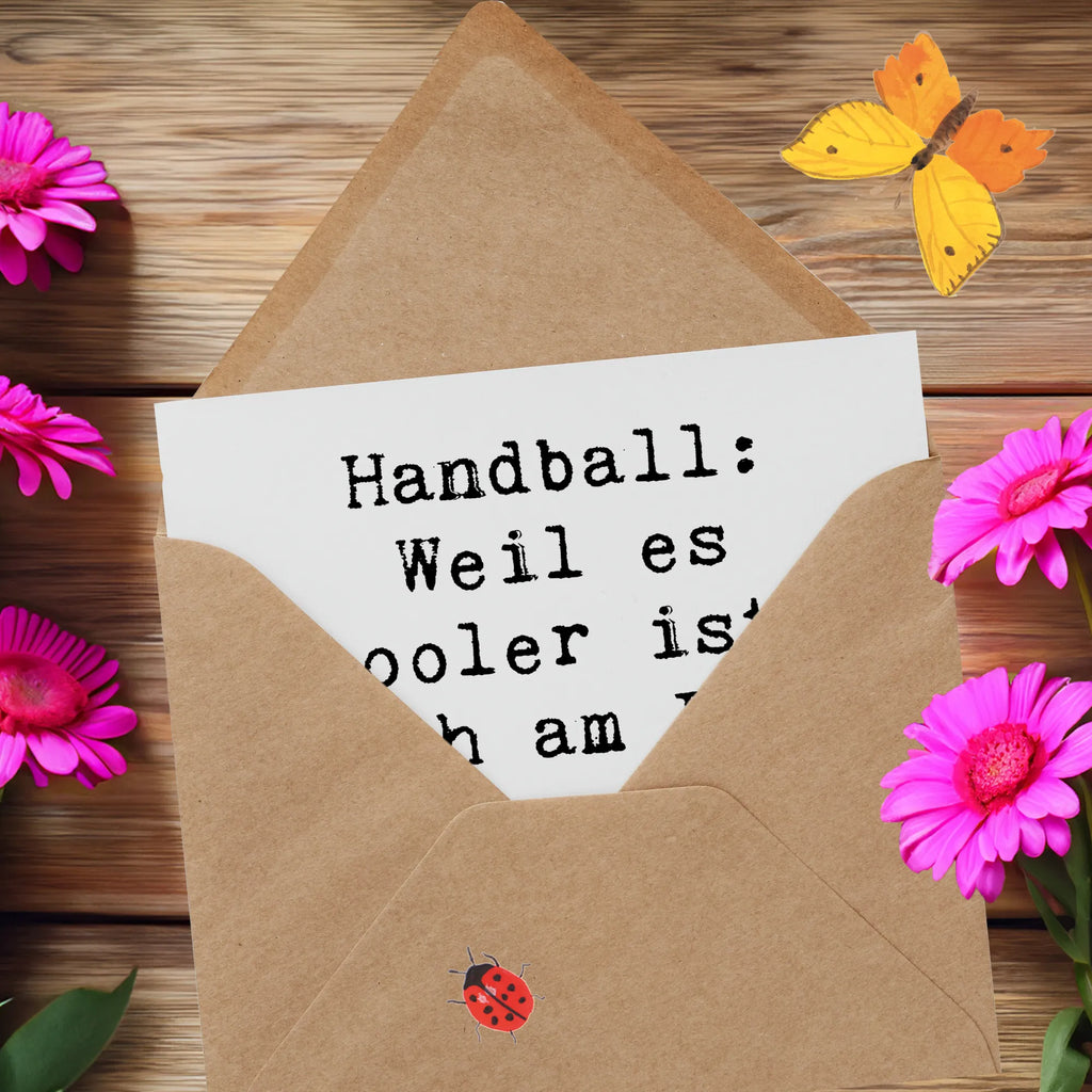 Deluxe Karte Spruch Handball Action Grußkarte, Karte, Geburtstagskarte, Hochzeitskarte, Hochwertige Grußkarte, Hochwertige Klappkarte, Klappkarte, Glückwunschkarte, Einladungskarte, Geschenk, Sport, Sportart, Hobby, Schenken, Danke, Dankeschön, Auszeichnung, Gewinn, Sportler