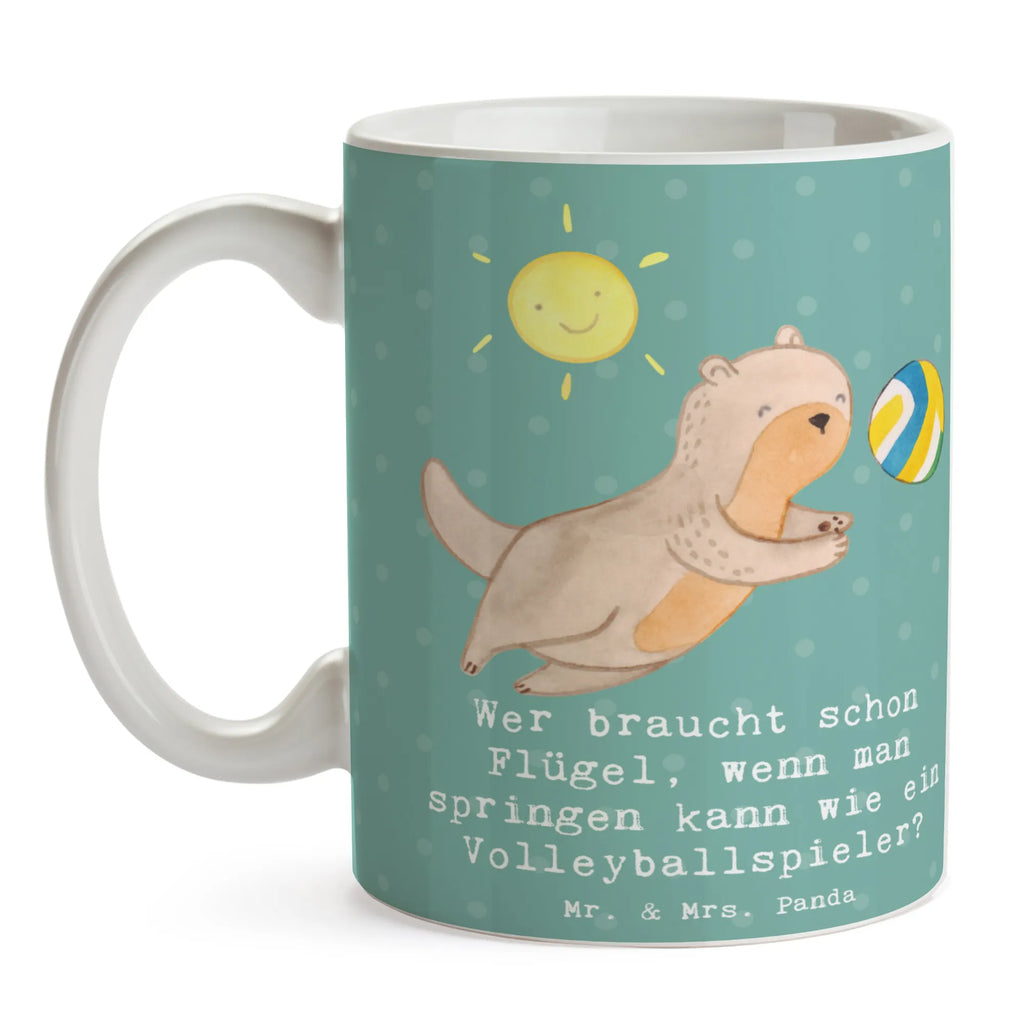 Mug Wer braucht schon Flügel, wenn man springen kann wie ein Volleyballspieler? Kaffeetasse, Teetasse, Bürotasse, Tasse mit Zitaten, Tasse mit Motiven, Keramiktasse, Tasse, Porzellantasse, Geschenktasse, Geschenk, Sport, Sportart, Hobby, Schenken, Danke, Dankeschön, Auszeichnung, Gewinn, Sportler