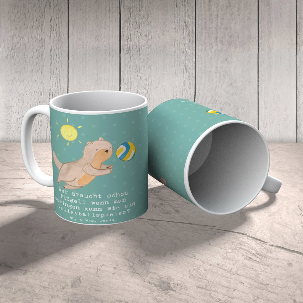 Mug Wer braucht schon Flügel, wenn man springen kann wie ein Volleyballspieler? Kaffeetasse, Teetasse, Bürotasse, Tasse mit Zitaten, Tasse mit Motiven, Keramiktasse, Tasse, Porzellantasse, Geschenktasse, Geschenk, Sport, Sportart, Hobby, Schenken, Danke, Dankeschön, Auszeichnung, Gewinn, Sportler