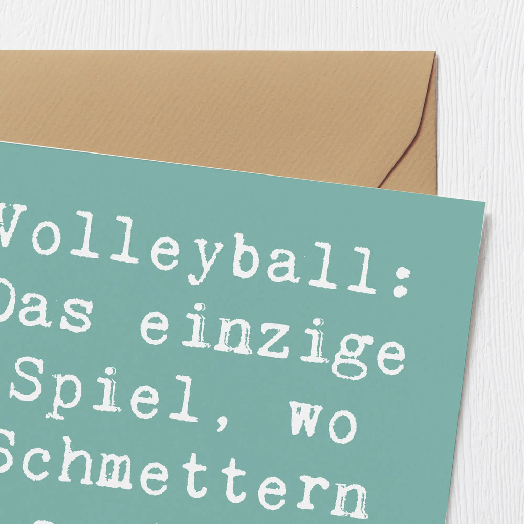 Deluxe Karte Spruch Volleyball Schmettern Glückwunschkarte, Hochzeitskarte, Geburtstagskarte, Einladungskarte, Grußkarte, Hochwertige Grußkarte, Hochwertige Klappkarte, Karte, Klappkarte, Geschenk, Sport, Sportart, Hobby, Schenken, Danke, Dankeschön, Auszeichnung, Gewinn, Sportler